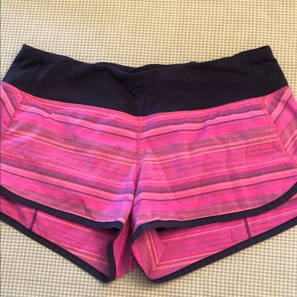 Lululemon Athletica Purple & Pink Striped Athletic Speed Shorts Size 6 #647